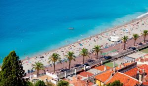 Tourists on the beach in Nice